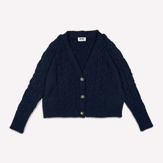 Cable Cardigan in Navy GiGi + Ophelia & Indigo