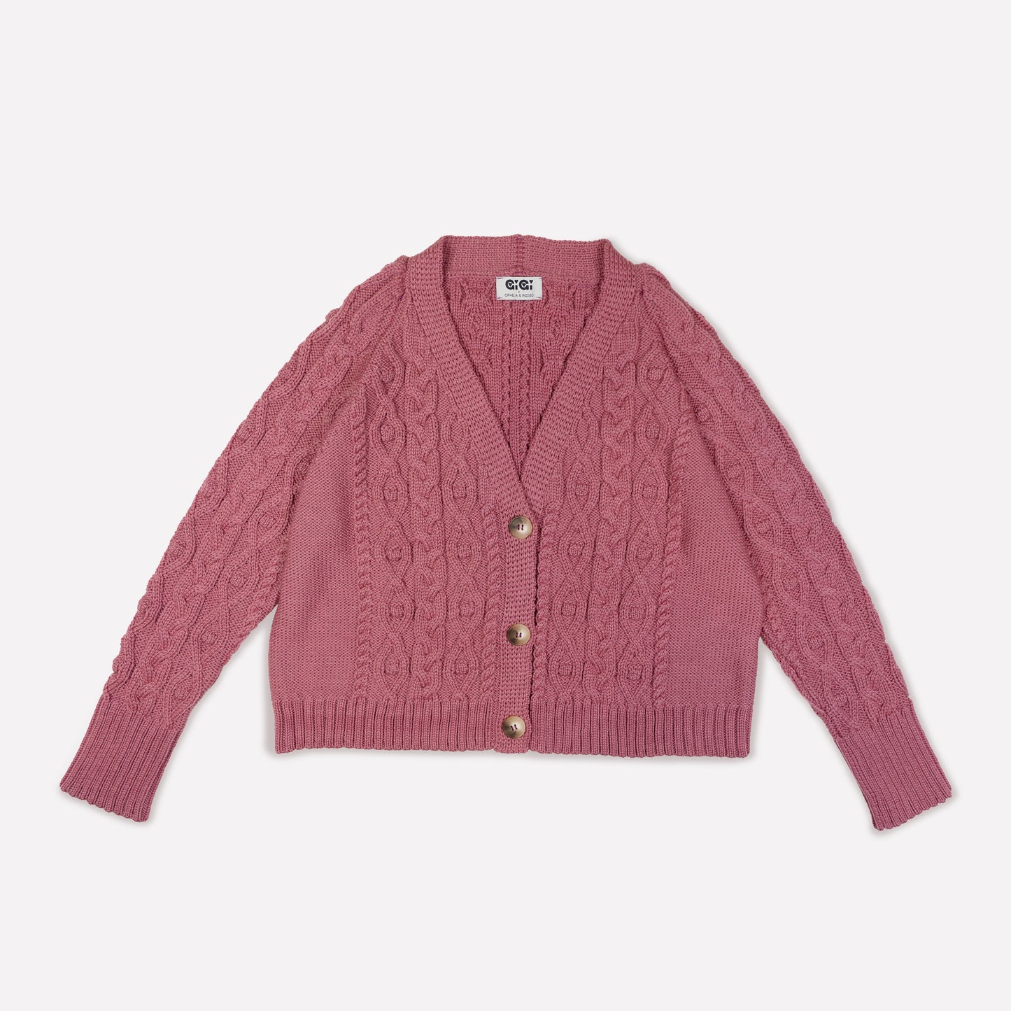 Cable Cardigan in Dark Rose GiGi + Ophelia & Indigo