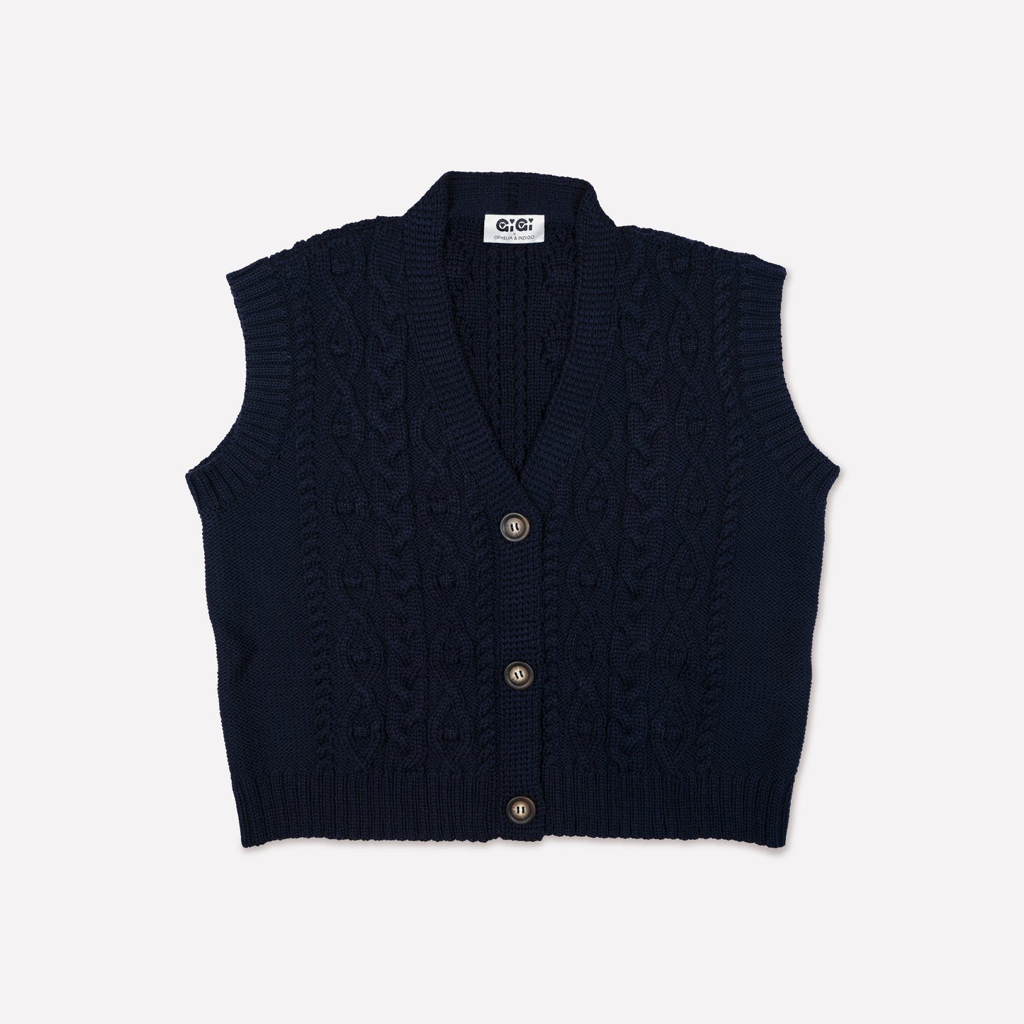 Cable Vest in Navy GiGi + Ophelia & Indigo