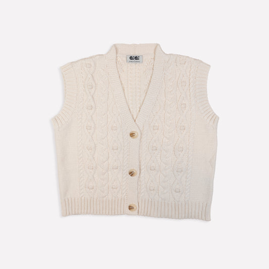 Cable Vest in Ivory GiGi + Ophelia & Indigo