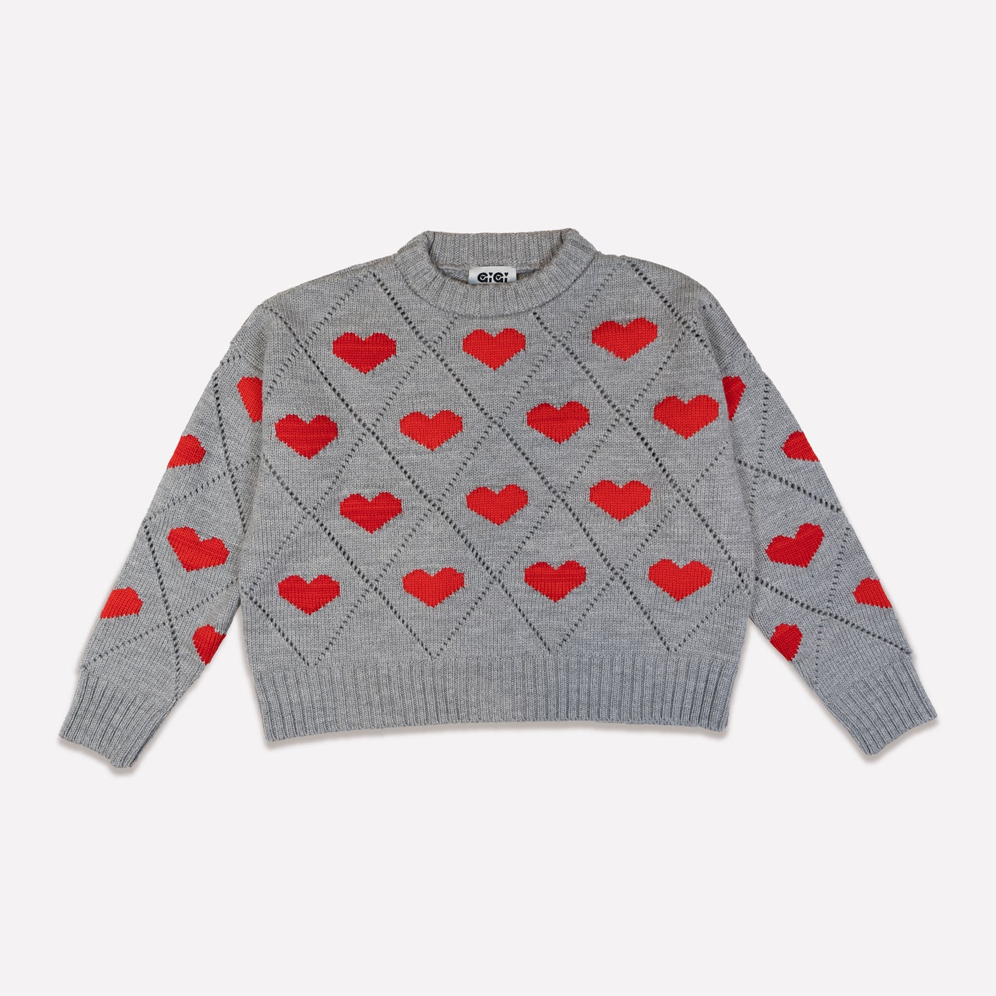 Love Sweater in Grey & Red