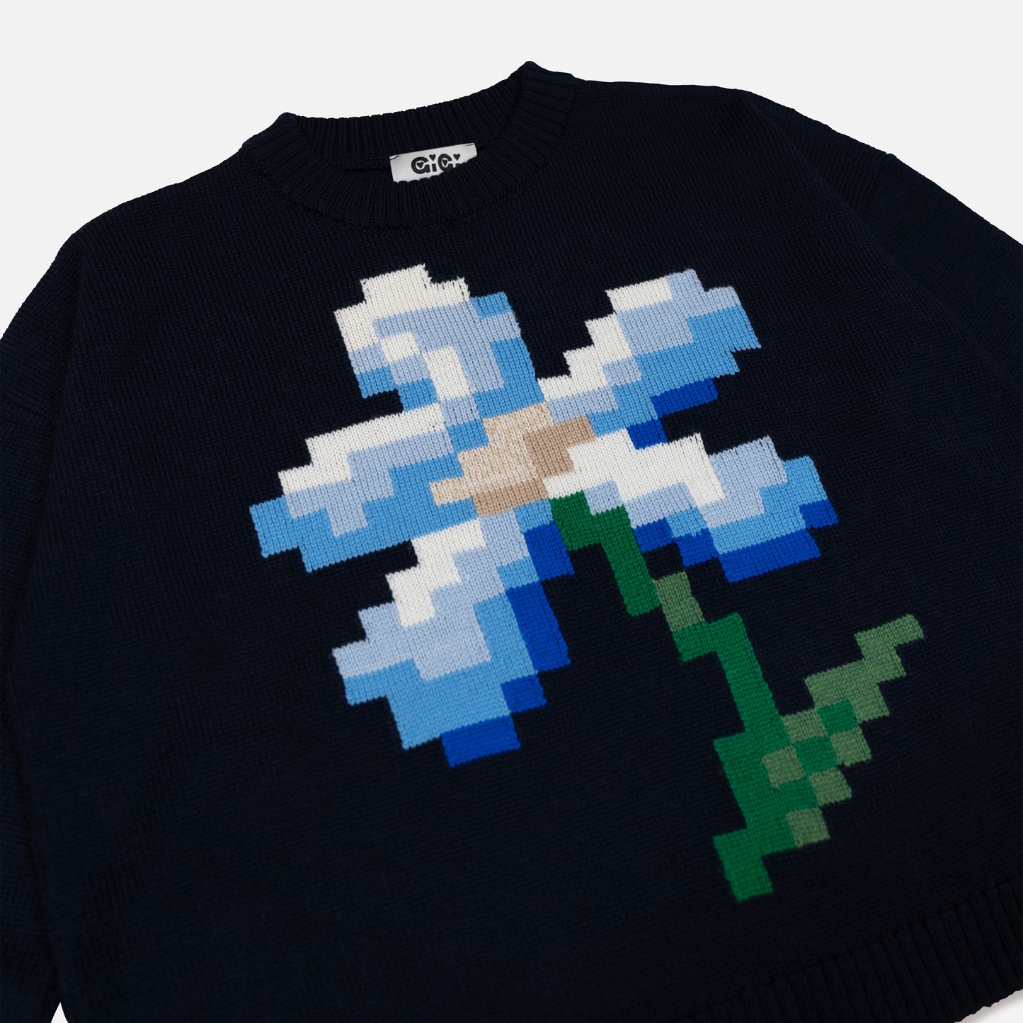 Pixel Flower Sweater in Navy Multi