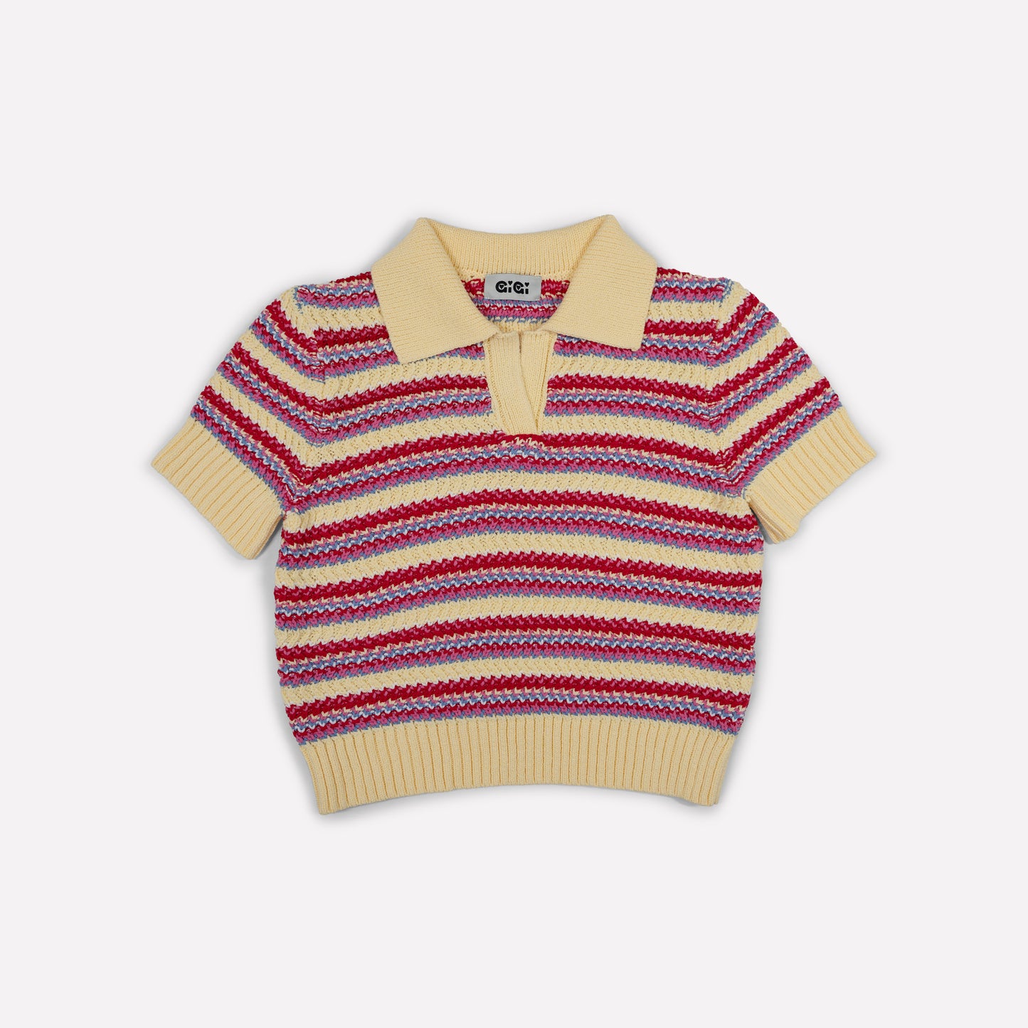 Stripe Polo Top In Yelow Multi