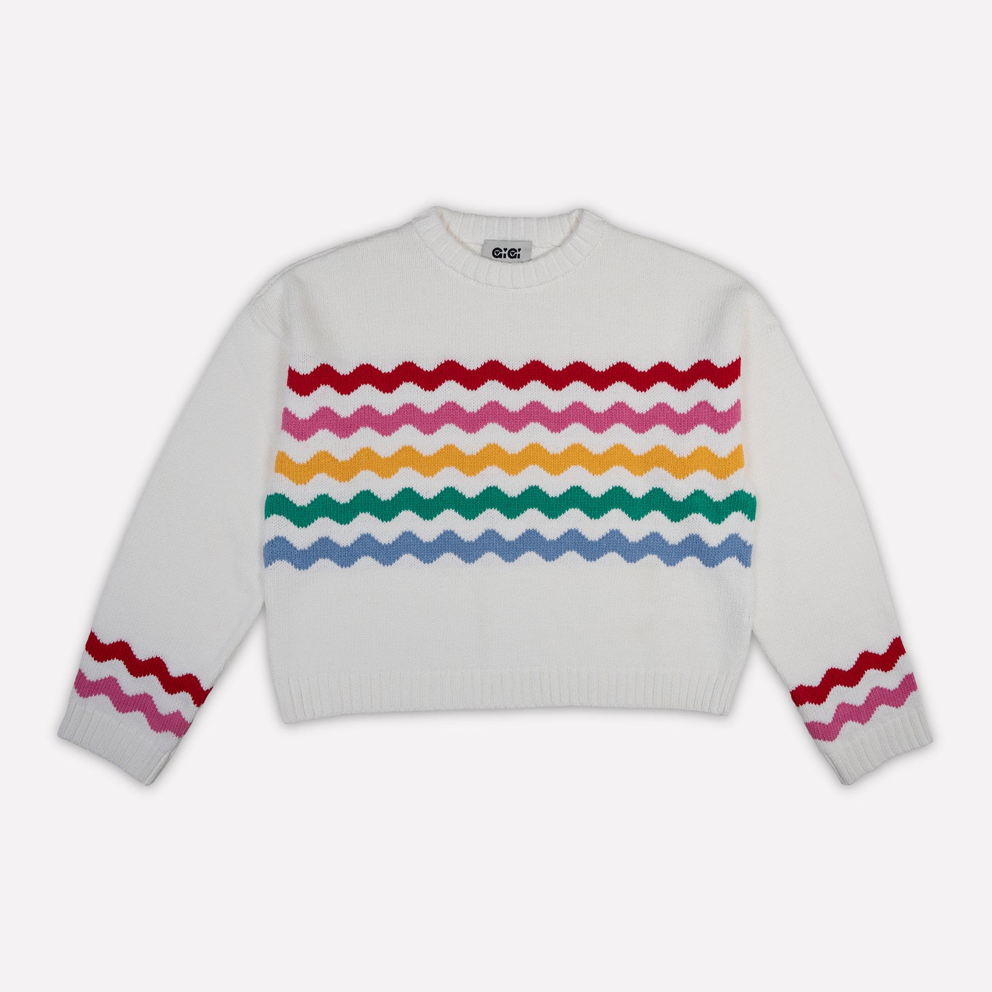 Wavy Stripe Cotton Sweater in Multicolor