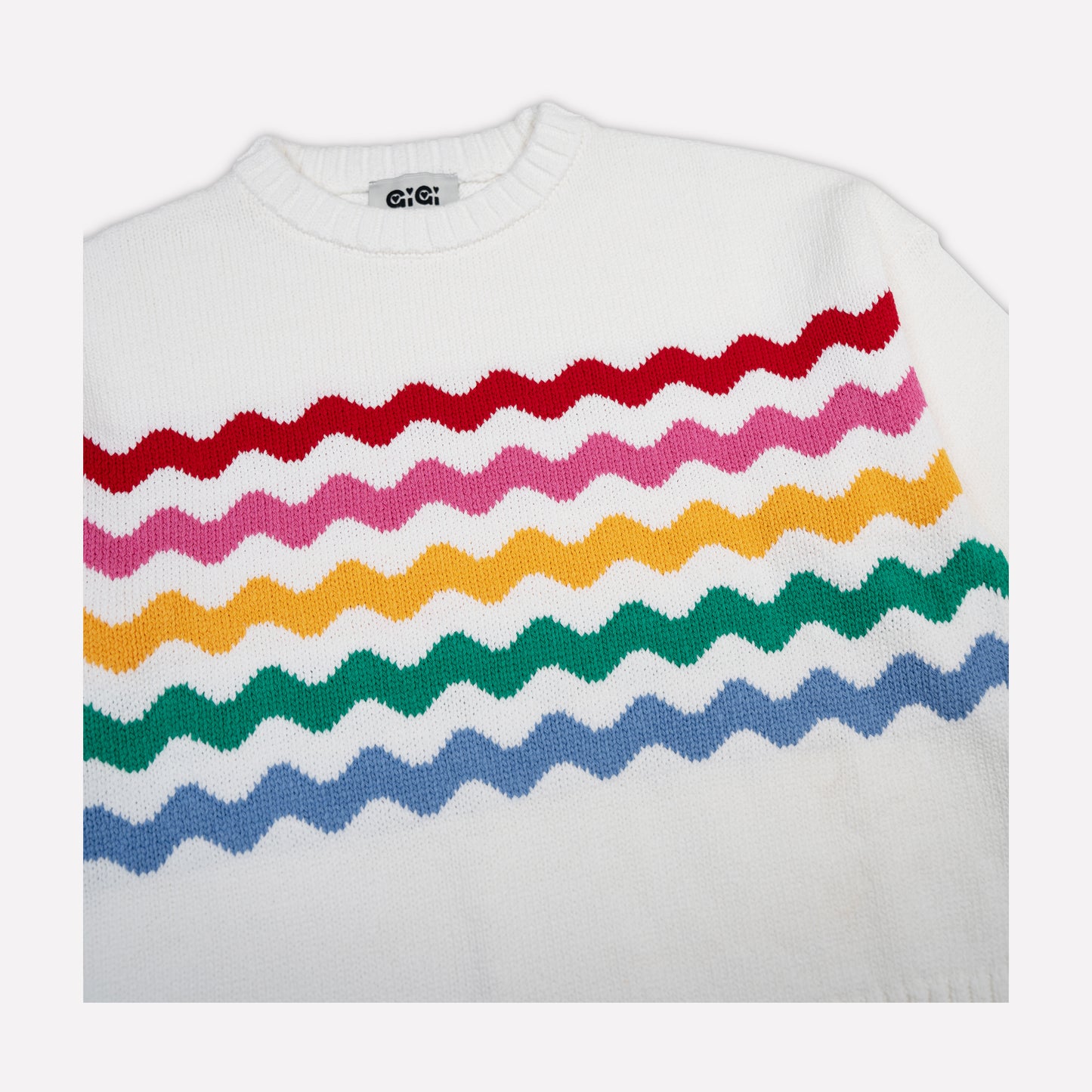 Wavy Stripe Cotton Sweater in Multicolor