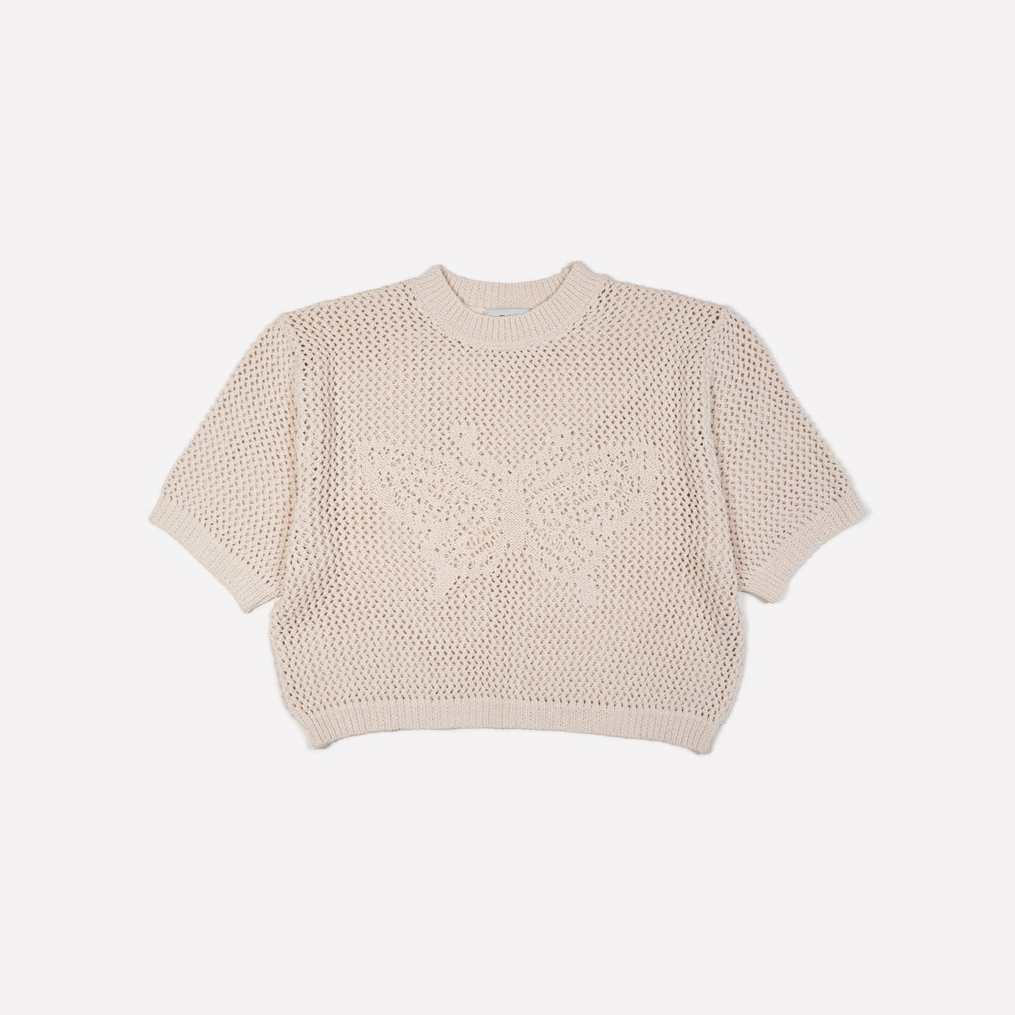 Butterfly Cotton Knit T-shirt in Natural