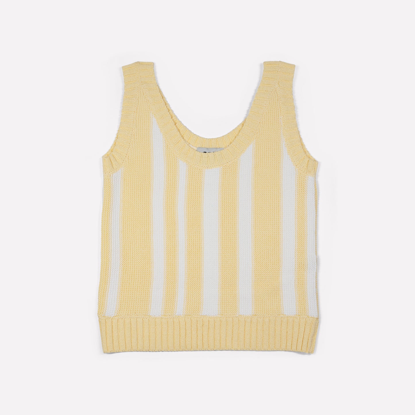 Vertical Stripe Tank Top In Light Yellow and White