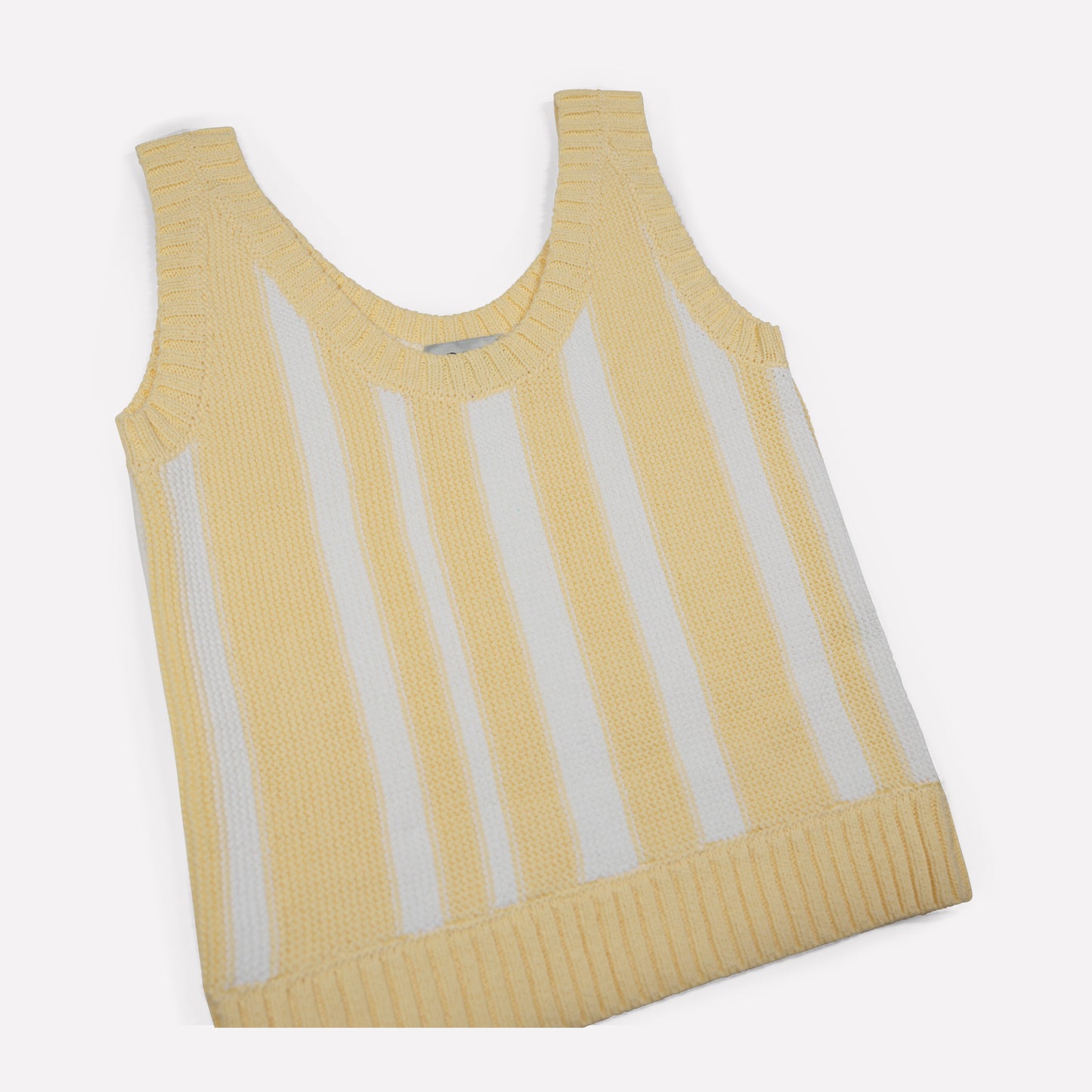 Vertical Stripe Tank Top In Light Yellow and White