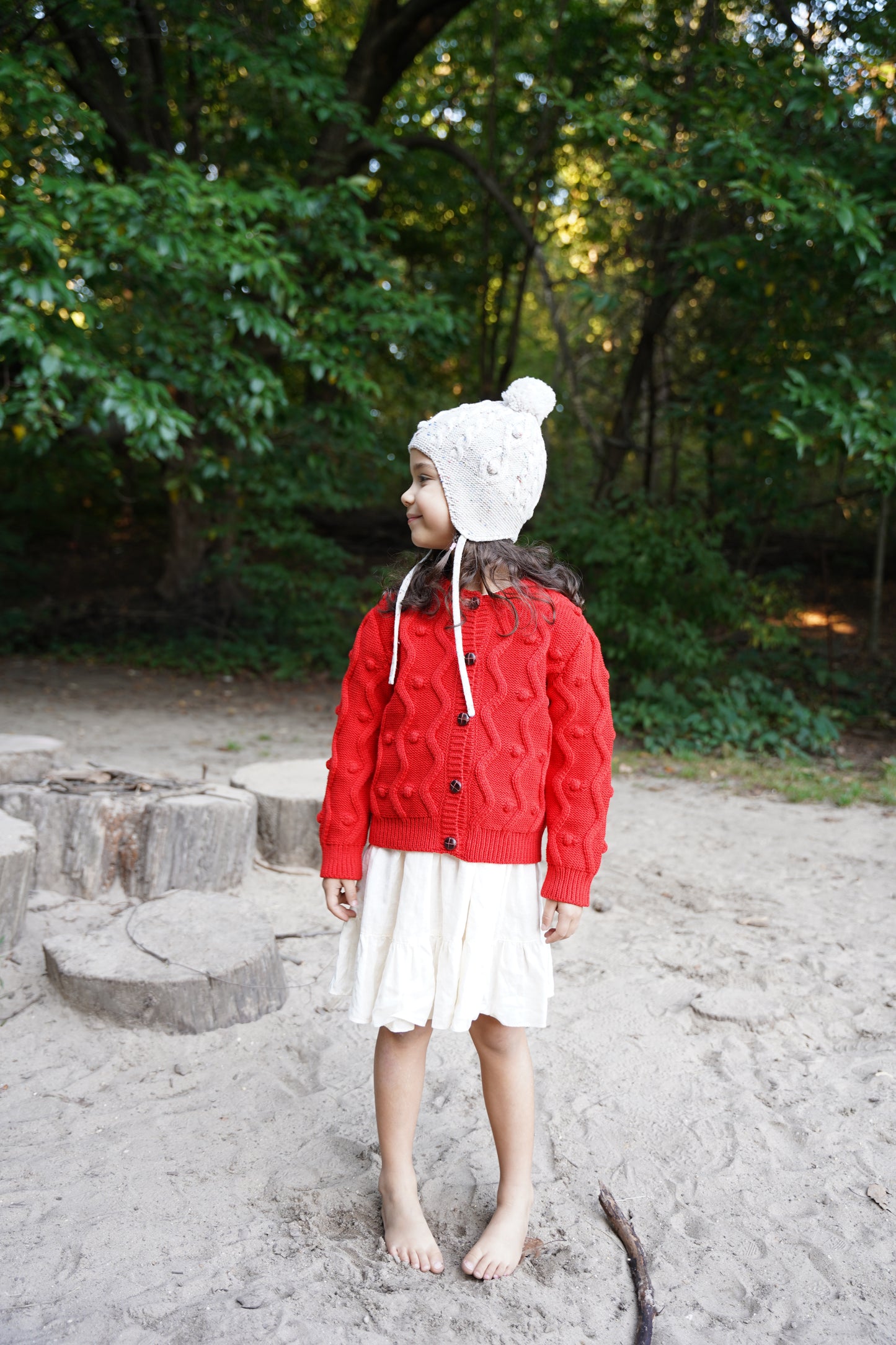 Bubble Cardigan Mini in Red