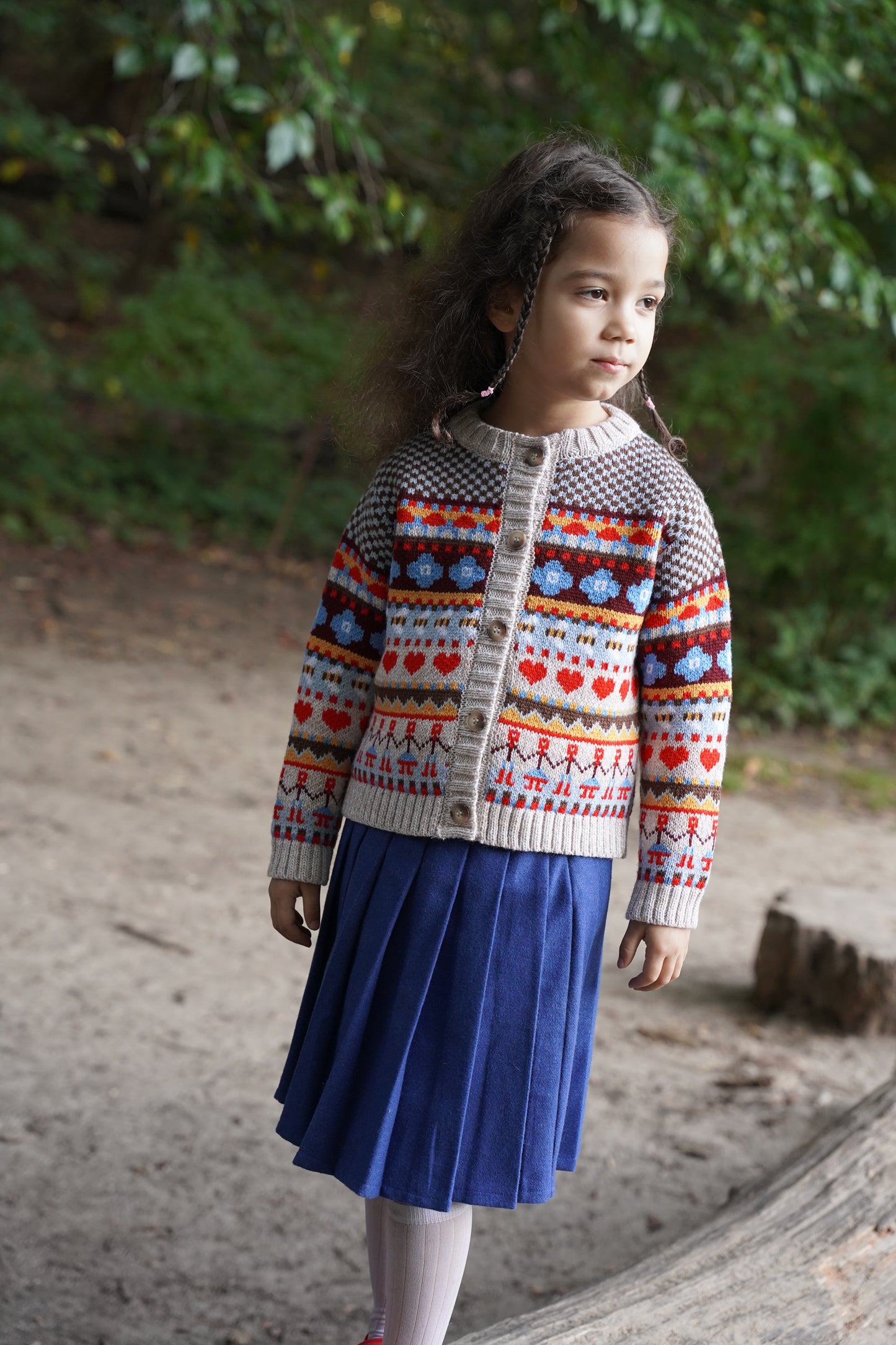 Bee Garden Cardigan Mini in Beige Multi