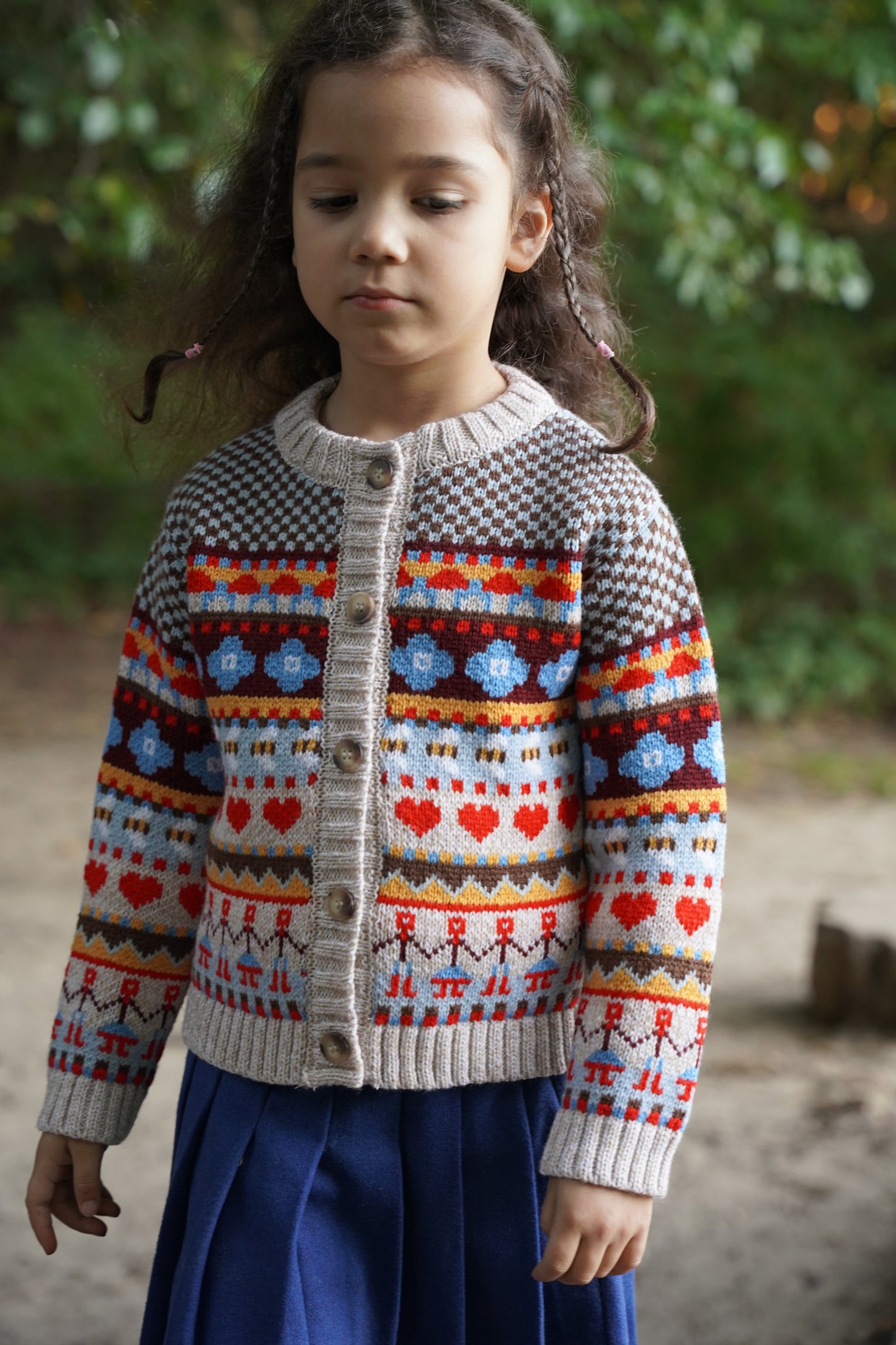 Bee Garden Cardigan Mini in Beige Multi