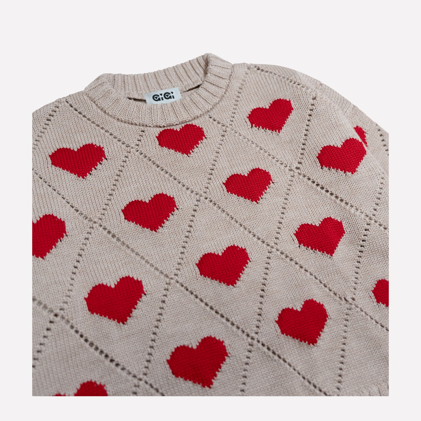 Love Sweater in Beige & Red