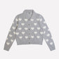 Love Polo Cardigan in Light Grey & Ivory