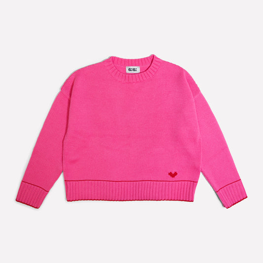 Lara Charm Sweater in Pink & Red