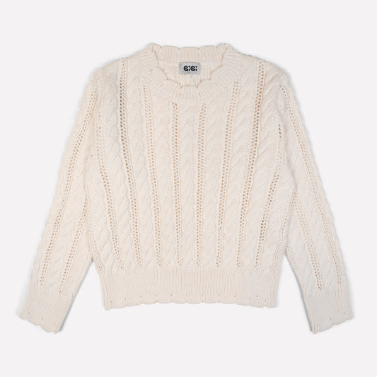 Ailis Eyelet Sweater in Ivory