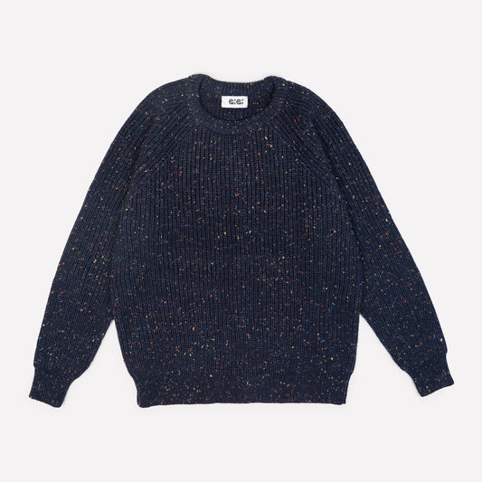 Adam Fisherman Sweater in Navy Speckle