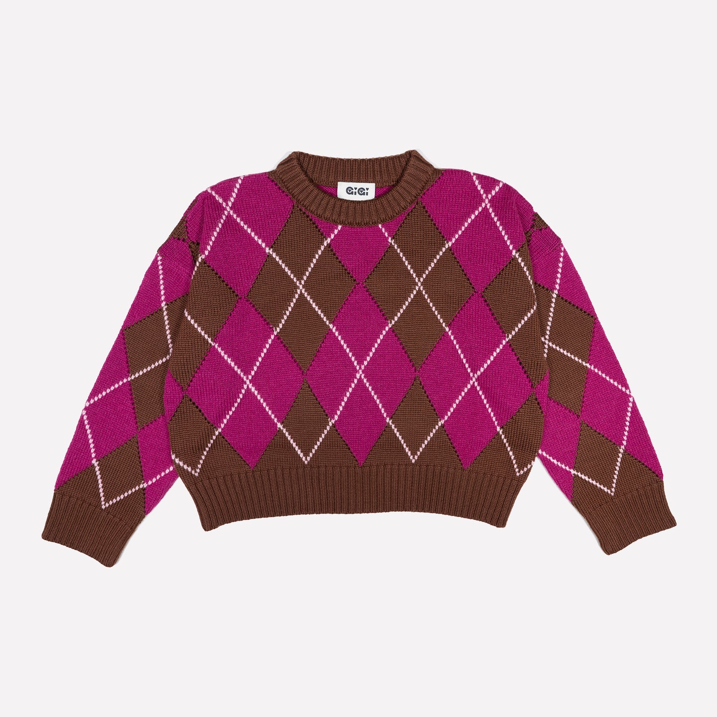 Annie Argyle Sweater in Brown Magenta