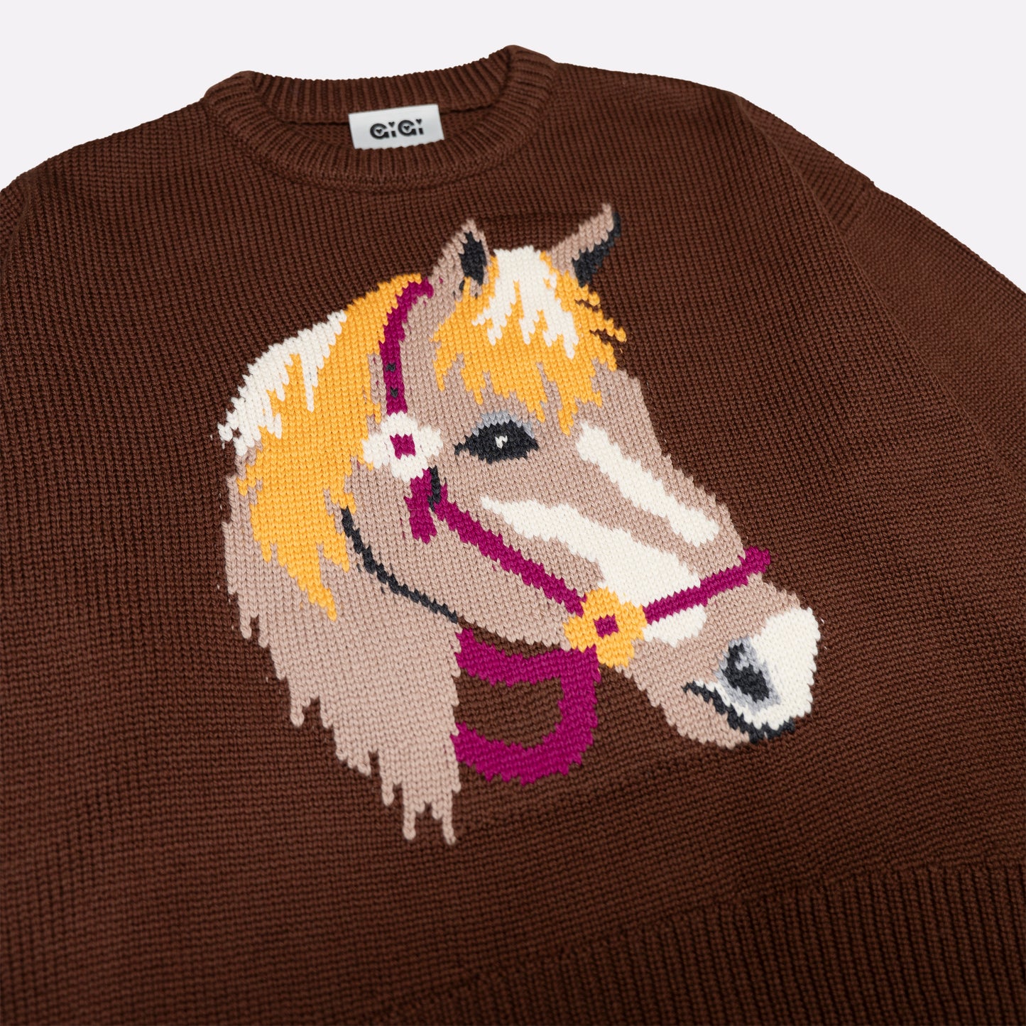 Cheval Intarsia Sweater in Brown Multi