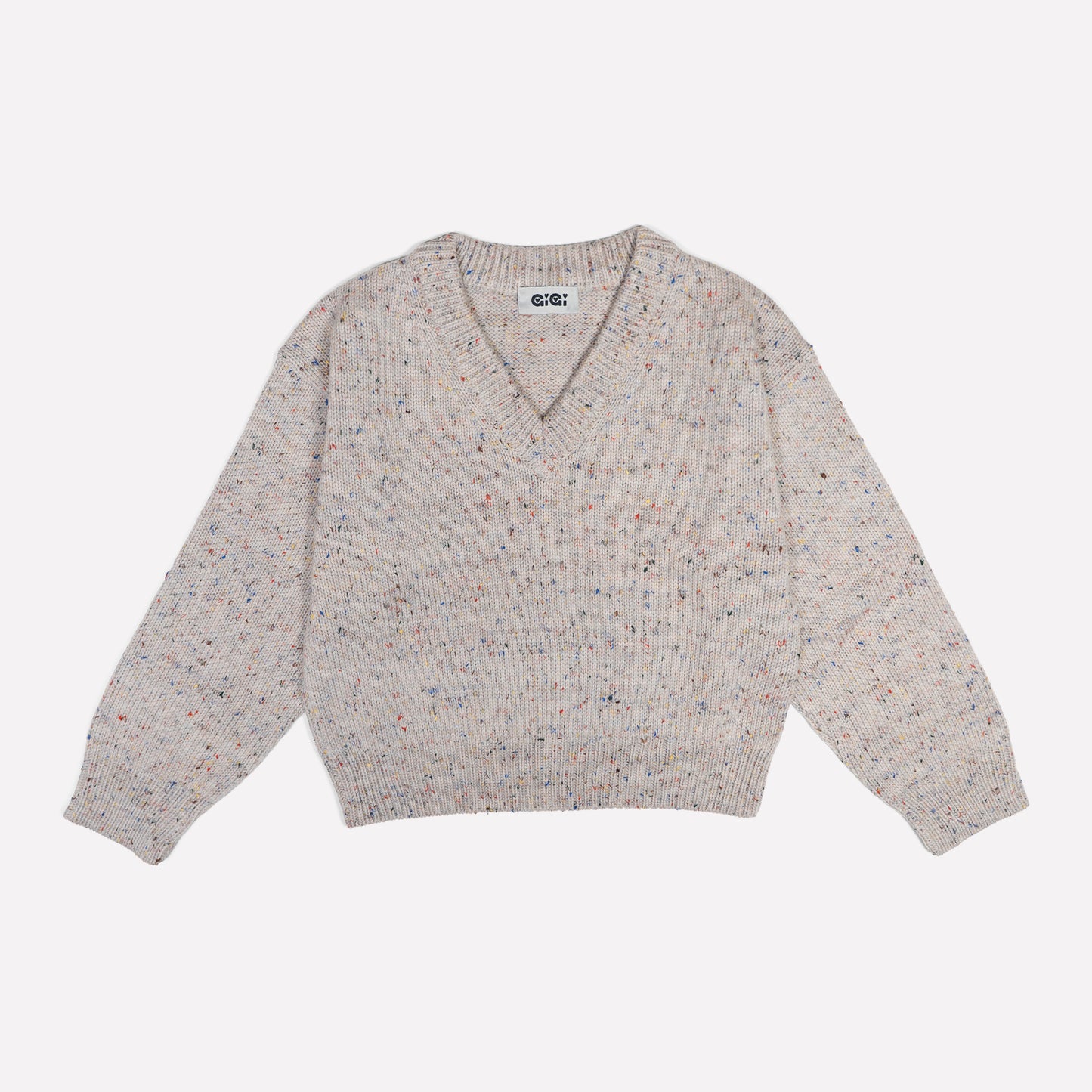 Jane V-neck Sweater in Natural Speckle