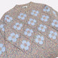 Flower Power Sweater in Beige Multi Lurex & Light Blue