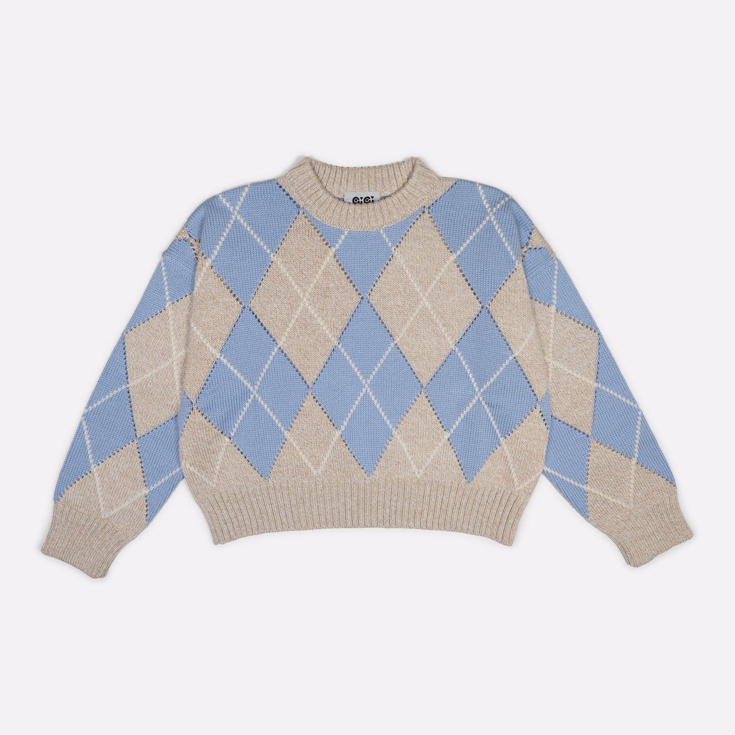 Annie Argyle Sweater in Beige & Light Blue