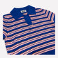 Stripe Polo Top In Cobalt Blue Multi