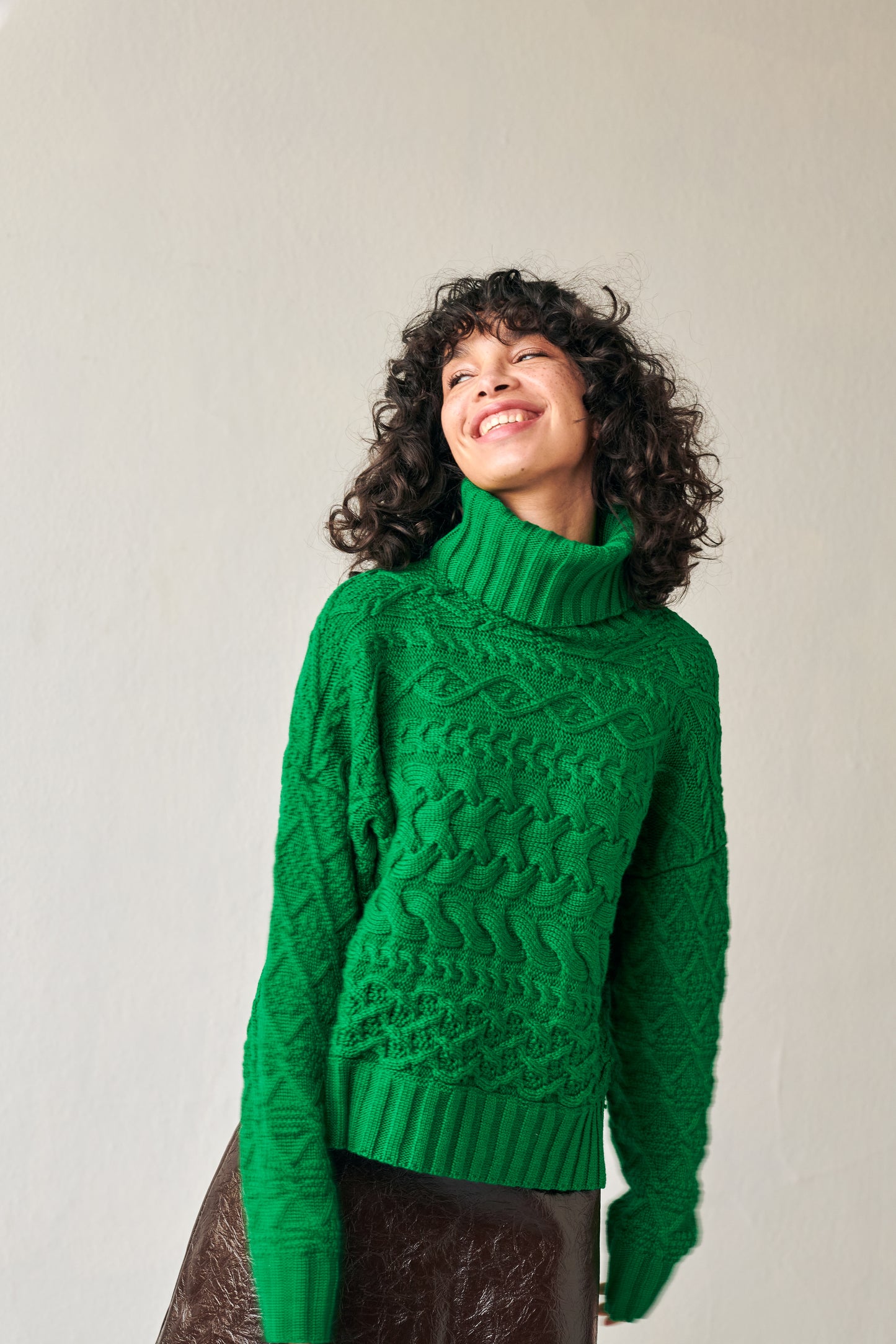 Cable Sweater in Bright Green