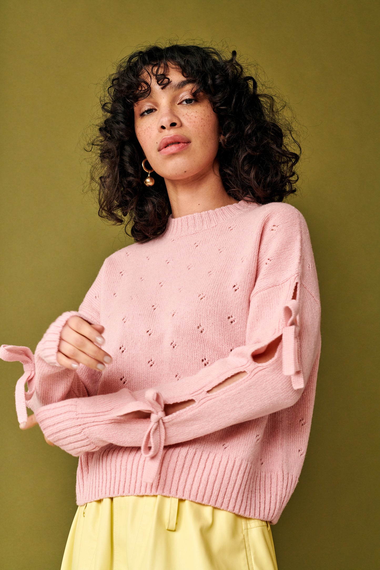 Bow Sweater in Light Pink