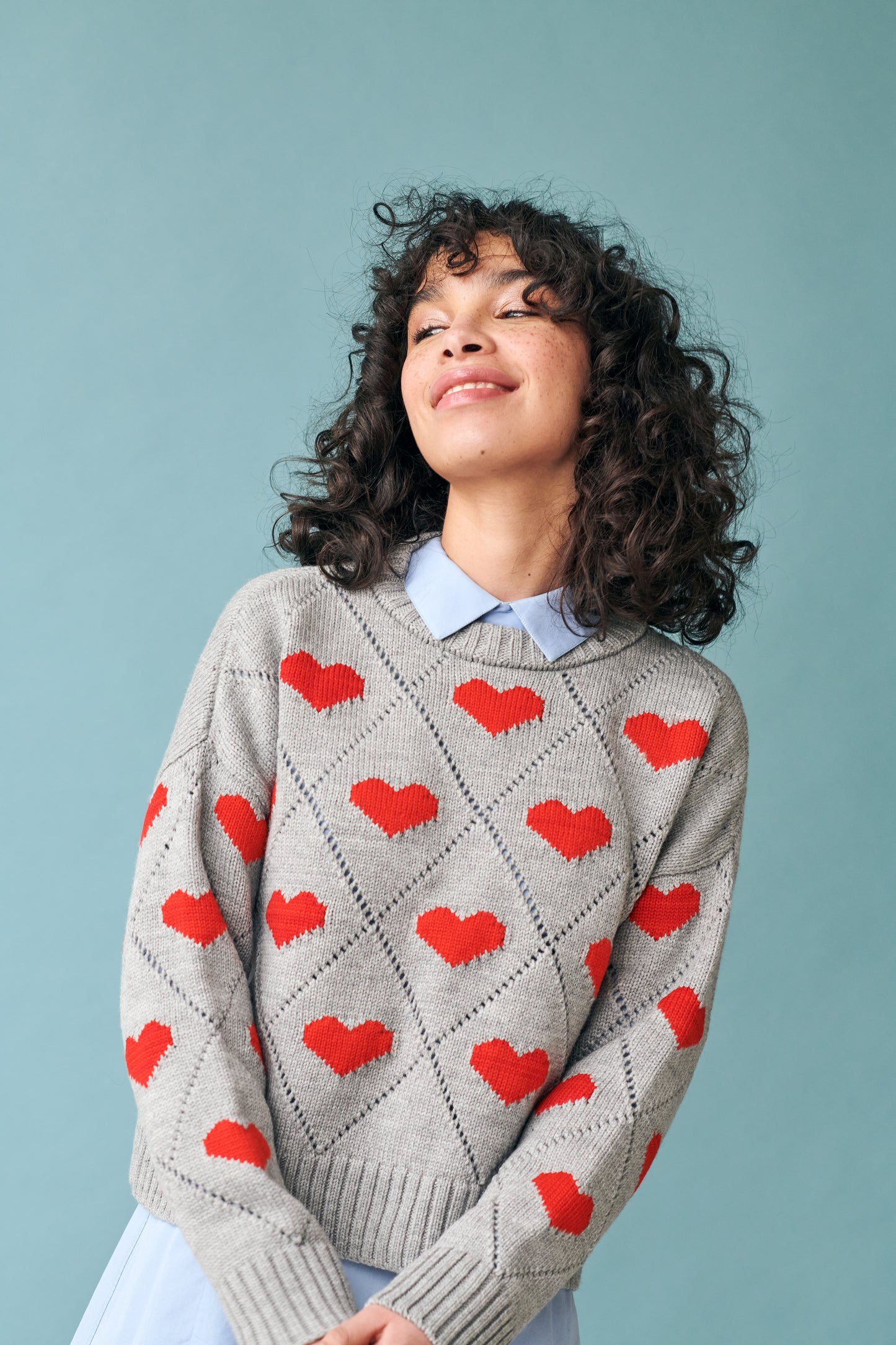 Love Sweater in Grey & Red