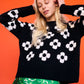 Flower Power Sweater in Black & Ivory