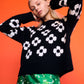 Flower Power Sweater in Black & Ivory