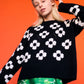 Flower Power Sweater in Black & Ivory