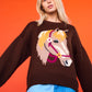 Cheval Intarsia Sweater in Brown Multi