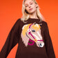 Cheval Intarsia Sweater in Brown Multi