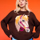 Cheval Intarsia Sweater in Brown Multi