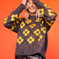 Flower Power Sweater in Black Multi Lurex & Yellow