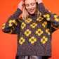 Flower Power Sweater in Black Multi Lurex & Yellow