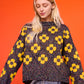 Flower Power Sweater in Black Multi Lurex & Yellow