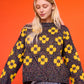 Flower Power Sweater in Black Multi Lurex & Yellow