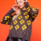 Flower Power Sweater in Black Multi Lurex & Yellow
