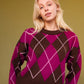 Annie Argyle Sweater in Brown Magenta