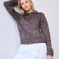 Goldie Zip Cardigan in Black Multi Lurex