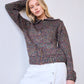 Goldie Zip Cardigan in Black Multi Lurex