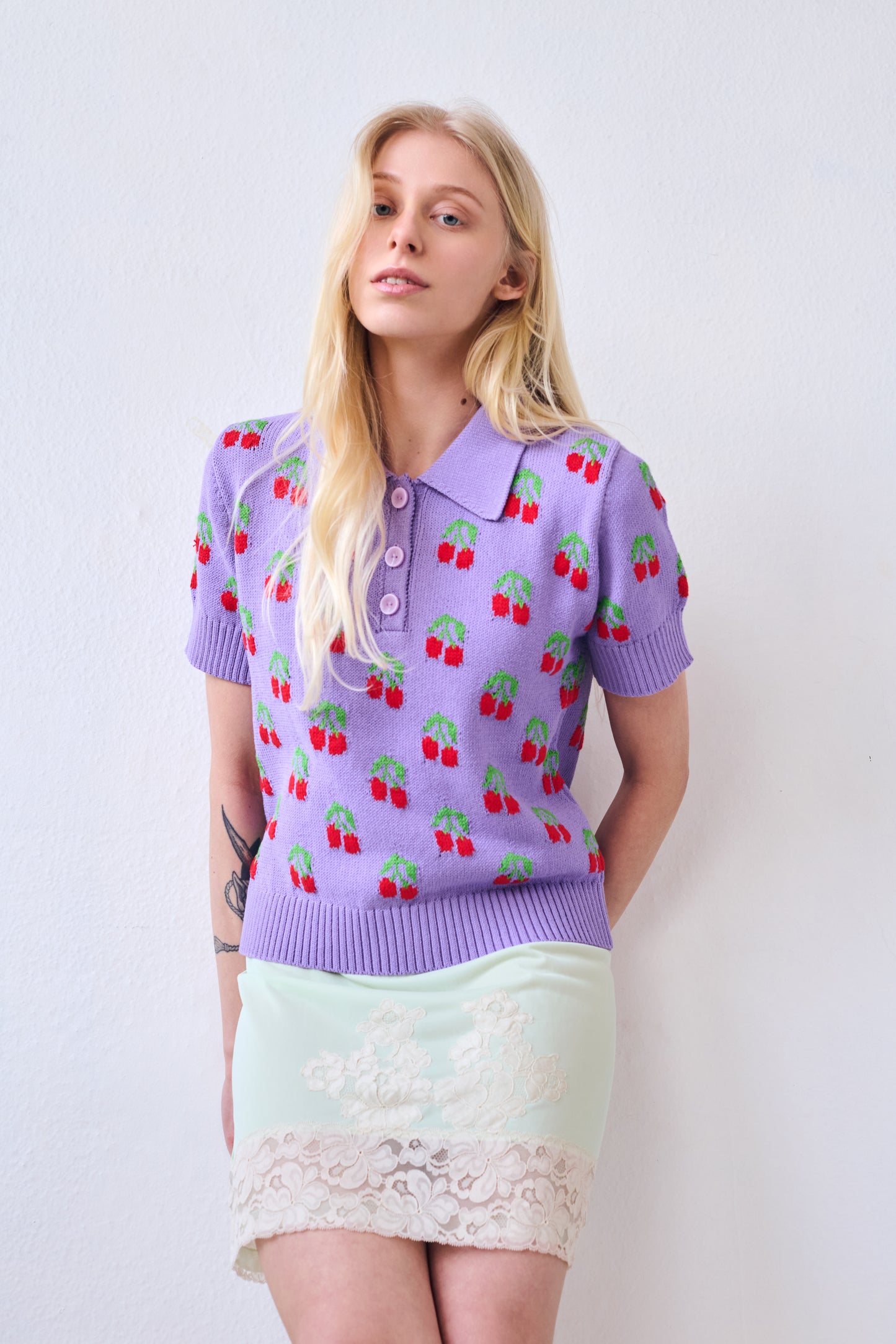 Cherry Polo Top, Violet
