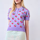 Cherry Polo Top, Violet