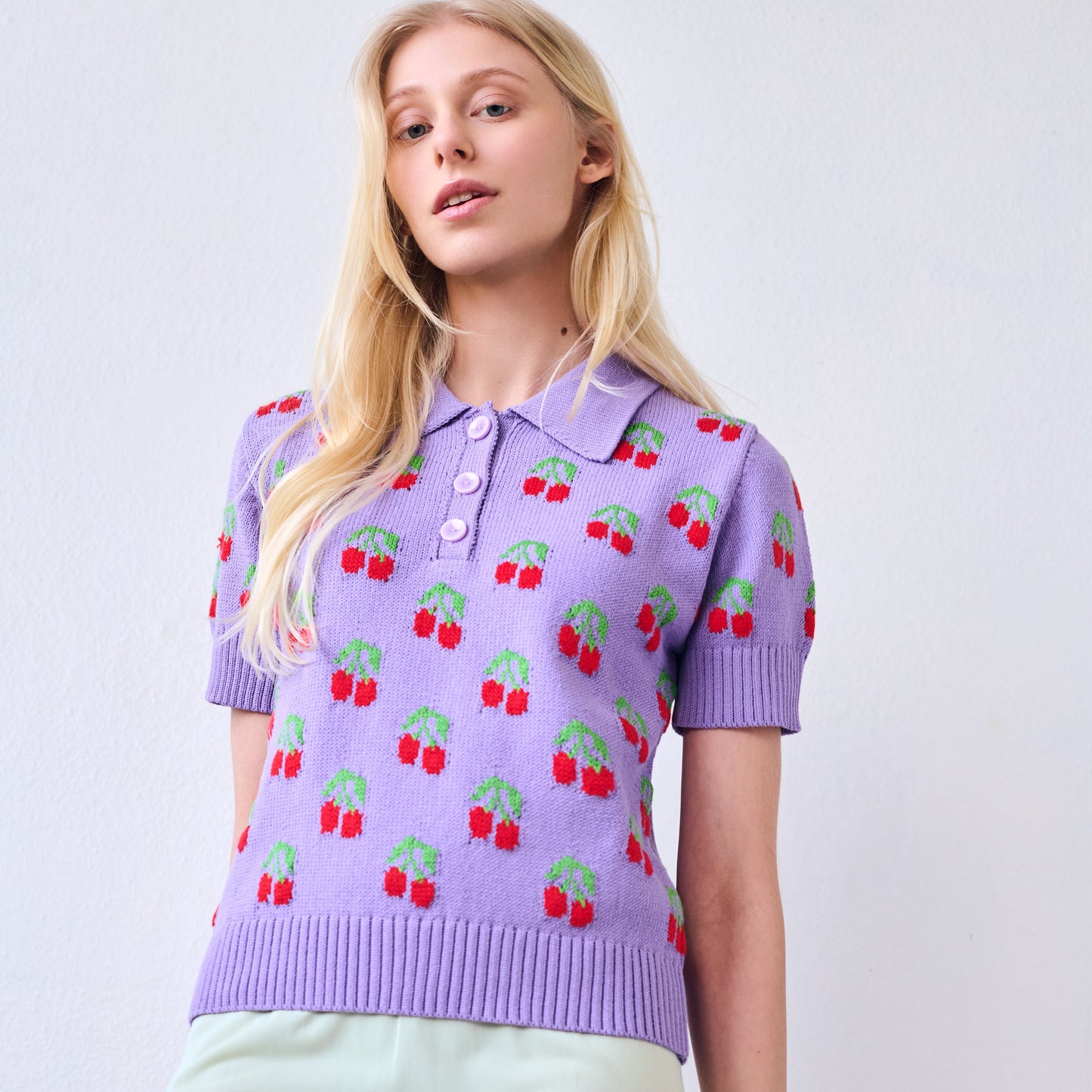 Cherry Polo Top, Violet