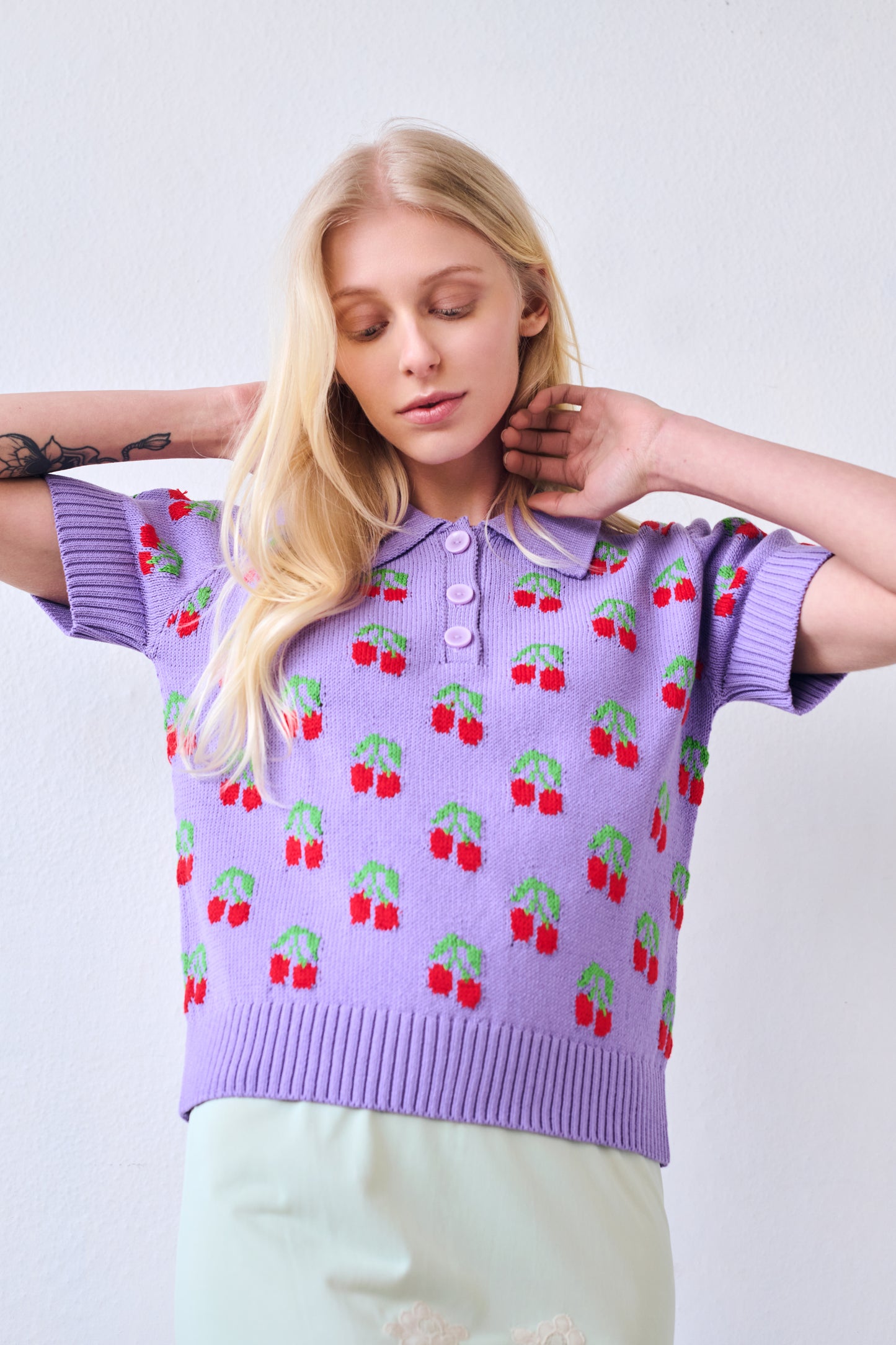 Cherry Polo Top, Violet