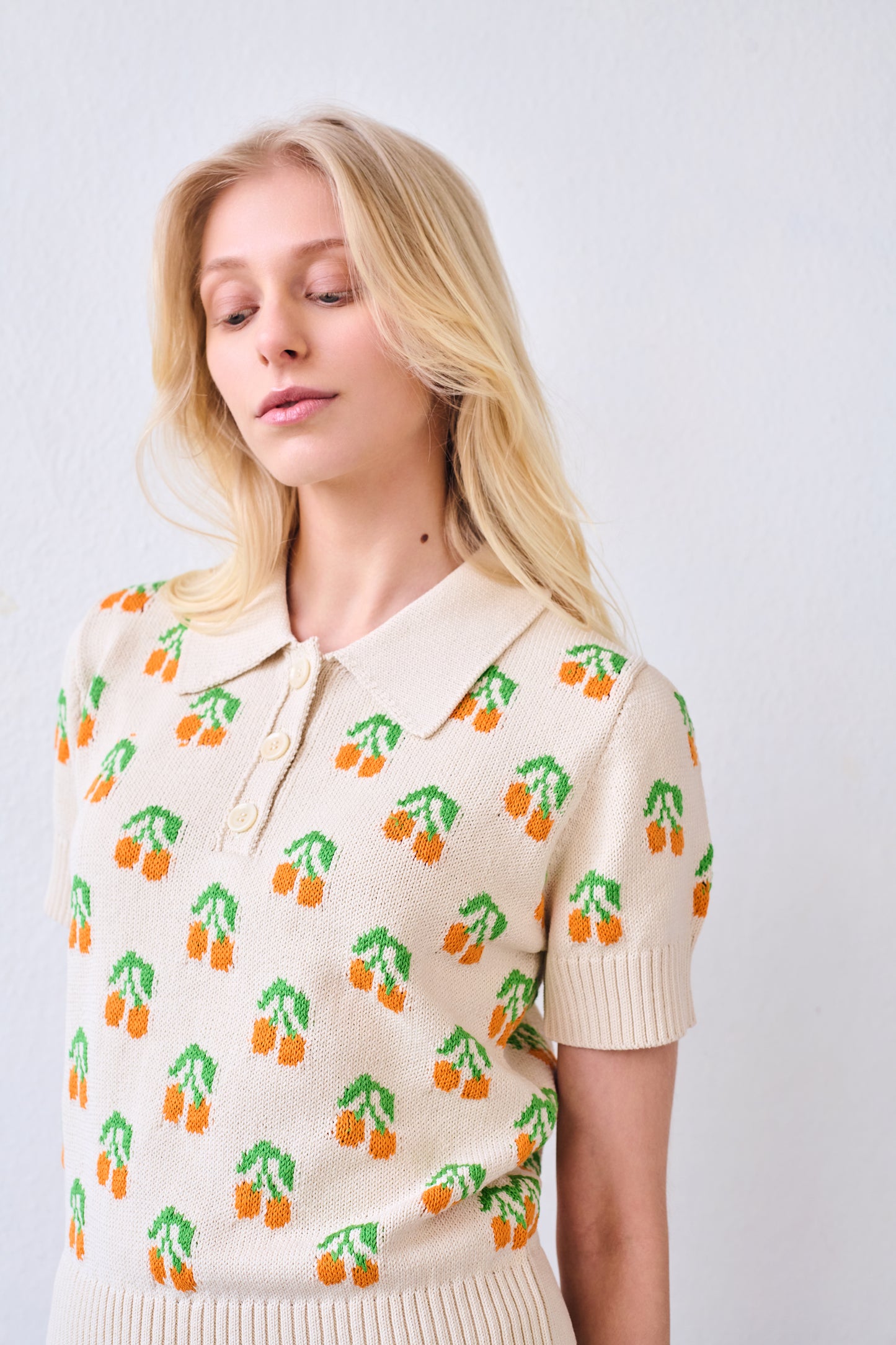 Cherry Polo Top, Natural