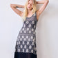 Lila Flower Check Dress, Navy and Ivory