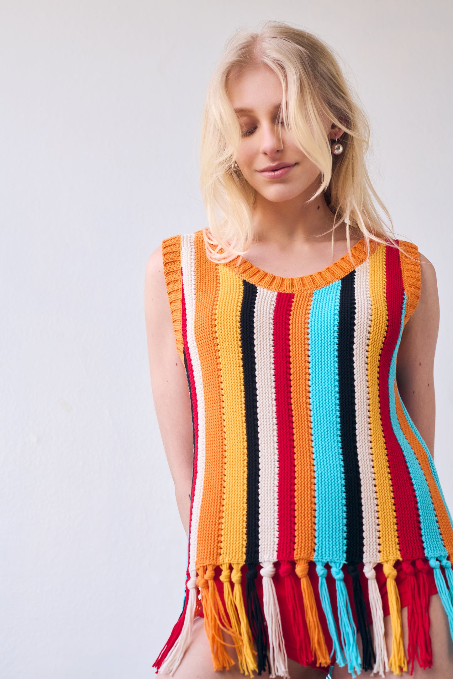 Naia Stripe Fringe Tanktop, Multicolor